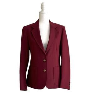 Lady Edwards Blazer Jacket Burgundy Red Textured Woven Career Basics Size 10 NEW